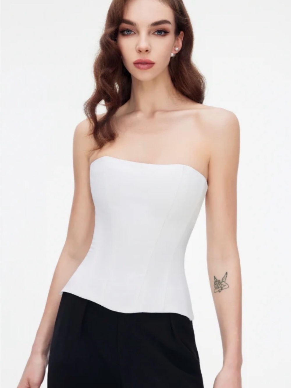 Strapless White Seamless Bustier Top